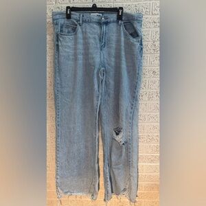 Light Wash ultra wide leg Women’s Distressed Jeans - Casual Everyday Style
